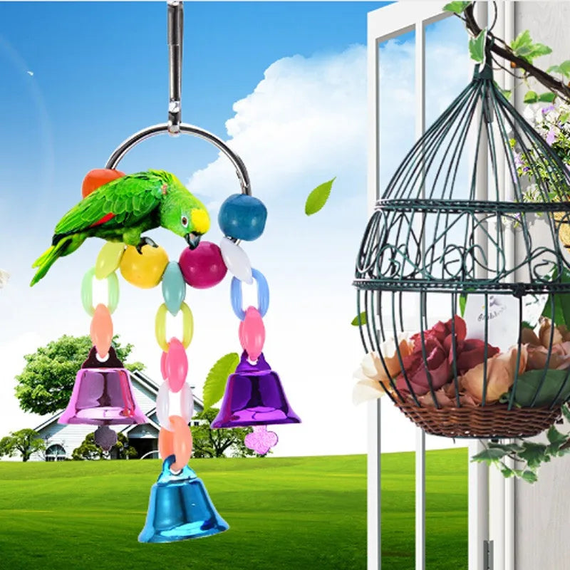 Parrots Toys Colorful Beads Bells Bird Cage Accessories For Pet Toy