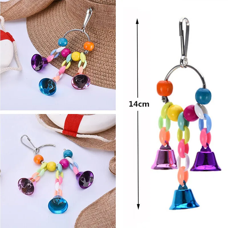 Parrots Toys Colorful Beads Bells Bird Cage Accessories For Pet Toy