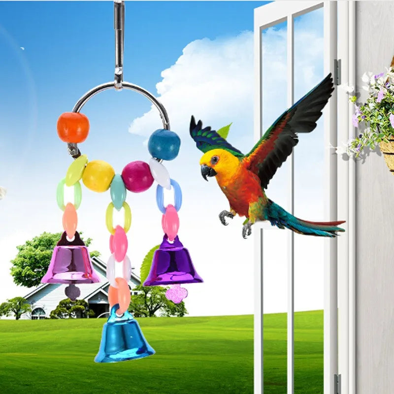 Parrots Toys Colorful Beads Bells Bird Cage Accessories For Pet Toy