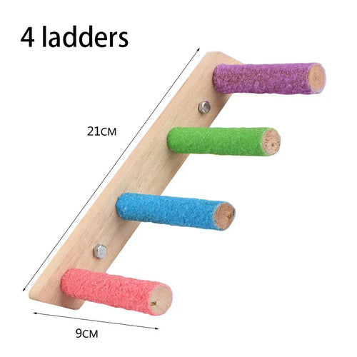 Scala in Legno per Uccelli 4/6/8 Gradini - Gioco Interattivo per Pappagalli