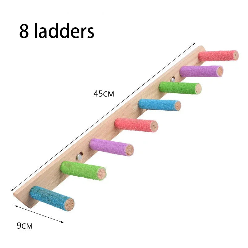 Scala in Legno per Uccelli 4/6/8 Gradini - Gioco Interattivo per Pappagalli