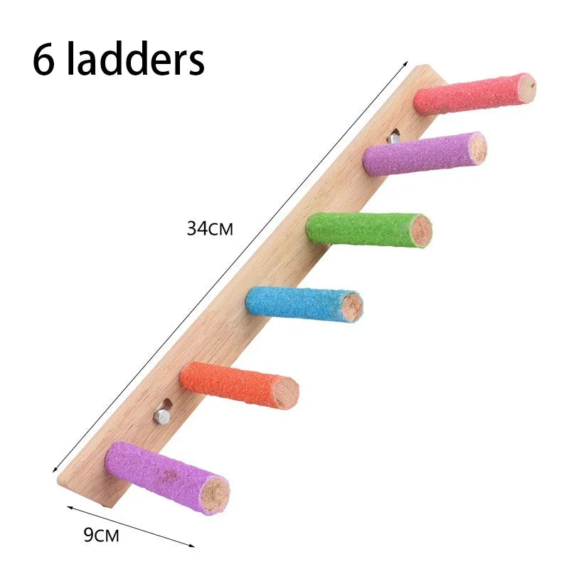 Scala in Legno per Uccelli 4/6/8 Gradini - Gioco Interattivo per Pappagalli